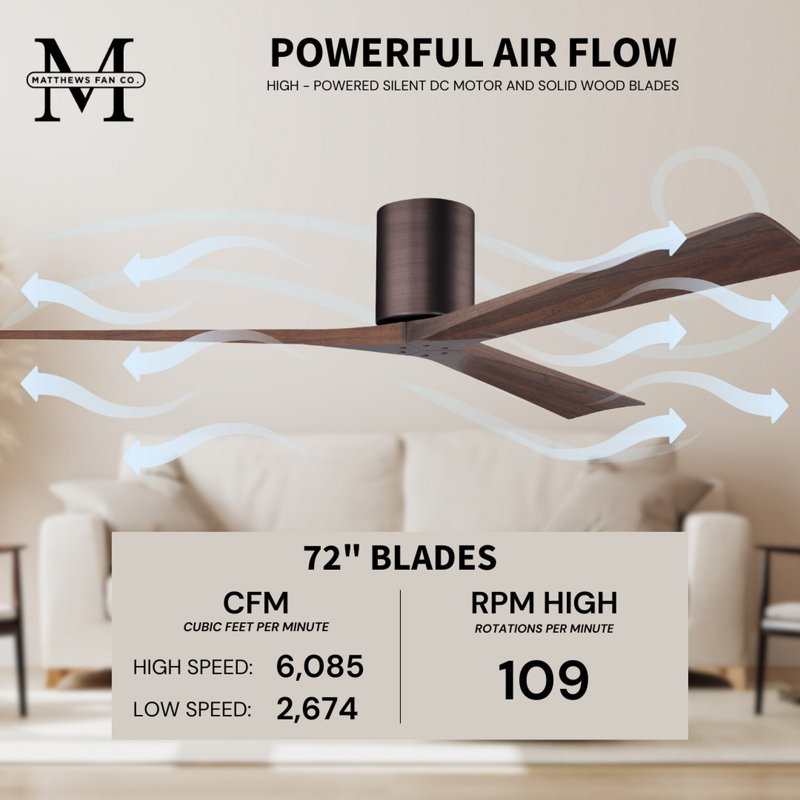Irene Ceiling Fan, Brushed Bronze, Walnut Tone, 72"