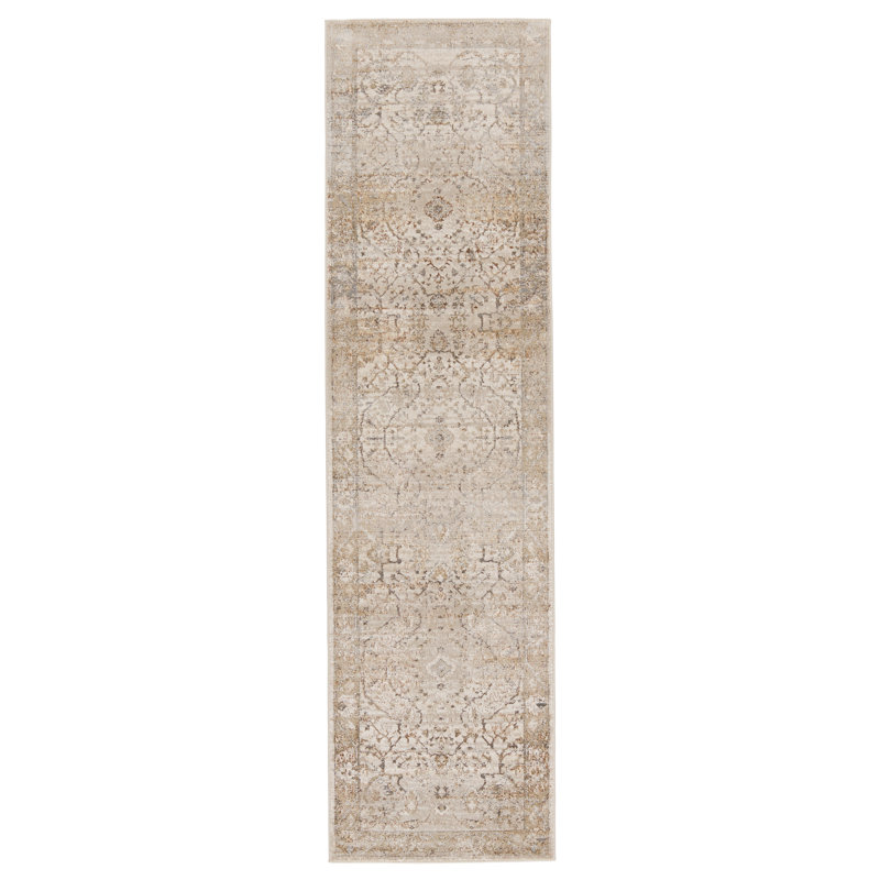 Tapis oriental gris / beige Lynnette, Tapis de couloir 2 pi 2 po x 8 pi