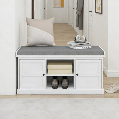 Banc d'entrée, banc de rangement pour chaussures avec siège rembourré