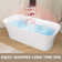 Acrylic White Bathtub 67'' x 30.7'' Freestanding Slipper Soaking Rectangular Tub with Overflow Center Drain