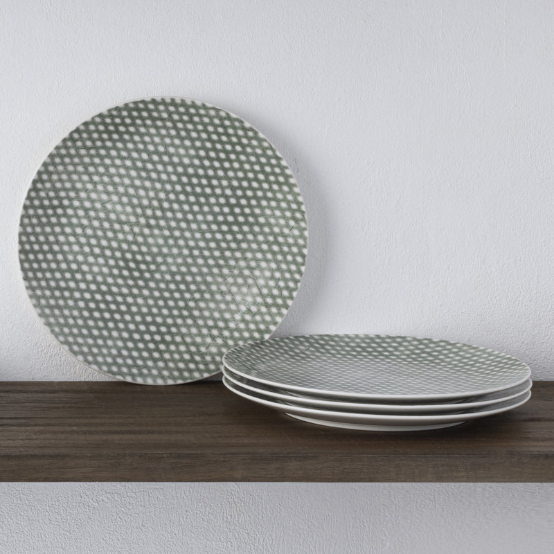 Noritake Hammock Coupe Salad Plates - Dots, 9-1/2", Green