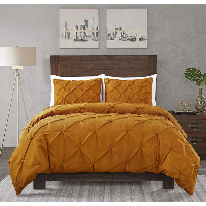 Berlin Pintuck Microfiber 3-Piece Comforter Set, Queen Comforter + 2 Standard Shams, Spice