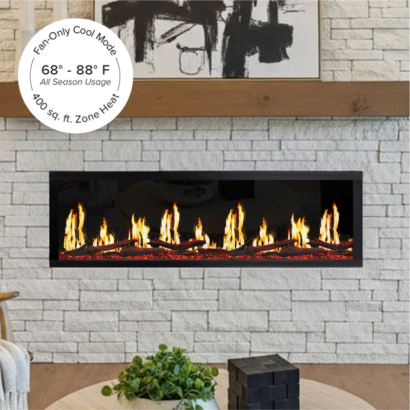 Highmark Luxe Virtual LCD Wall Mount Smart Electric Fireplace - Remote Control & Adjustable Multi-Color Flame, 67"