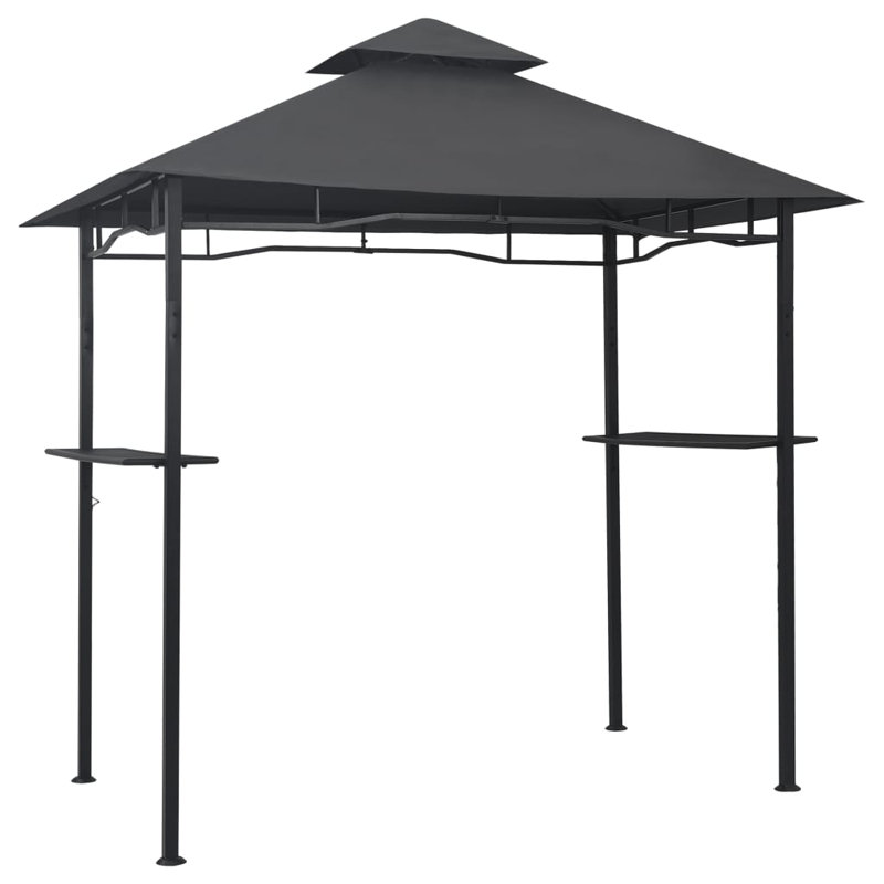 Anthracite Steel BBQ Gazebo with Double-Layer Roof