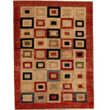 Wool Geometric Area Rug in Brown