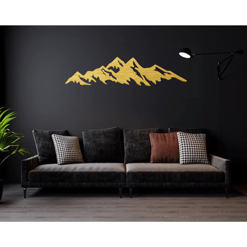 Mountains Metal Wall Art - Scenic Mountain Landscape Decor - Nature Inspired Silhouette Design - Rustic Outdoor Wall Hanging - Modern Industrial Metal Sculpture - Cabin Lodge Home Decor - Large Statement Art Piece