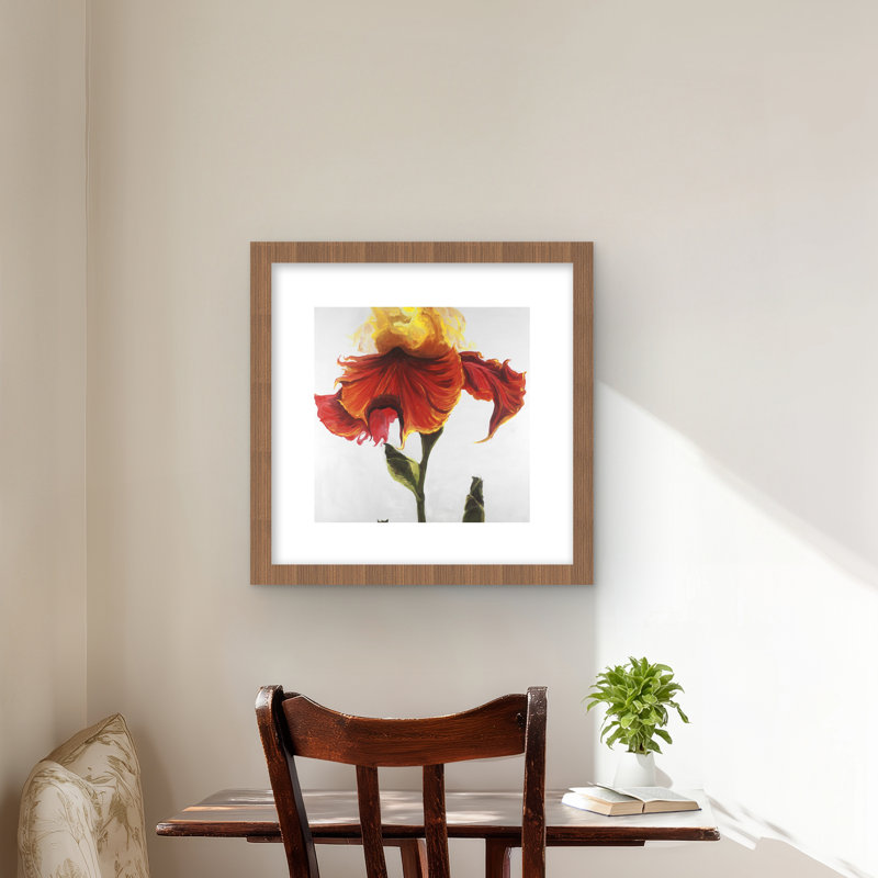 «Blossoming Lily Flower Print», décoration encadrée orange
