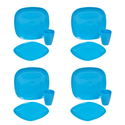 UNBREAKABLE Plastic Plates Cups Dinner Set Heavy Duty Reusable