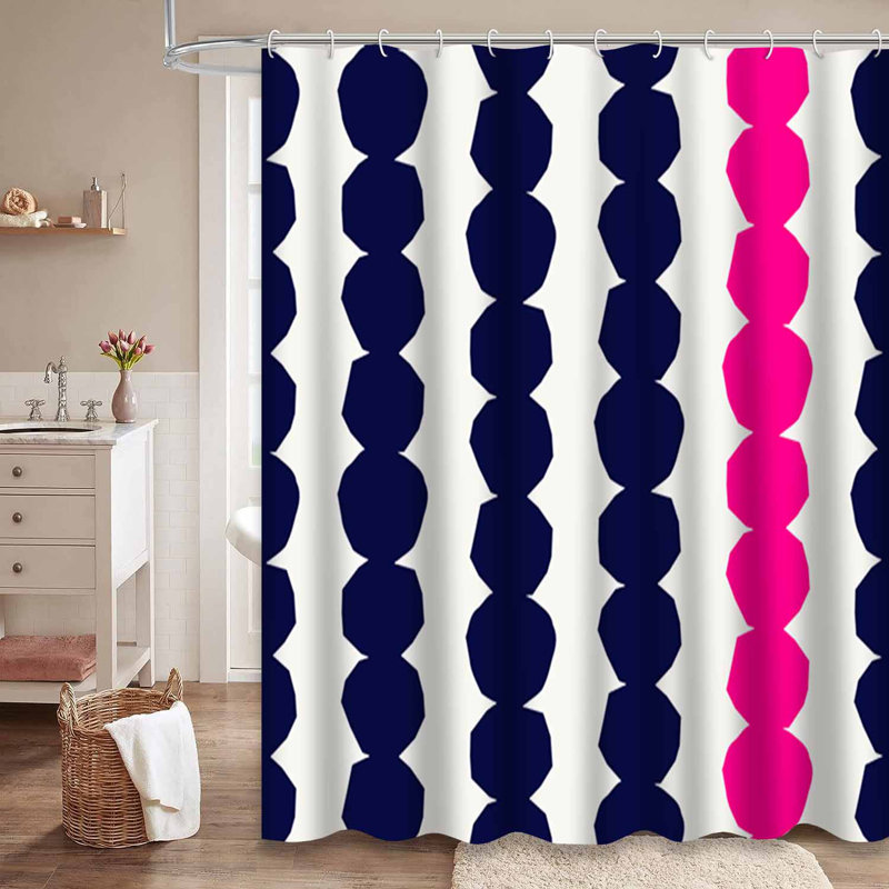 Rideau de douche sans soudure à motif géométrique abstrait avec 12 crochets, L 72 po x l 84 po