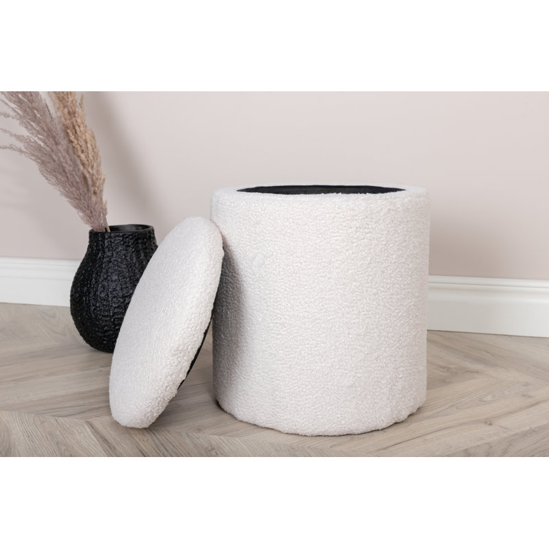 Darence 32cm Wide Round Pouffe Ottoman, Off White