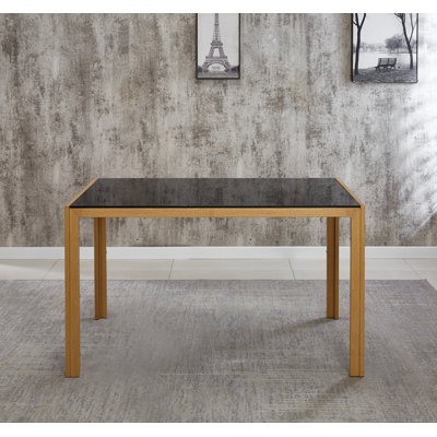 Boulat Glass Top Metal Base Dining Table