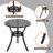 Aleah 3-Piece Outdoor Bistro Set, Round 24 Inch Cast Aluminum Bistro Table with 2.17" Umbrella Hole and Chairs for Patio, Black