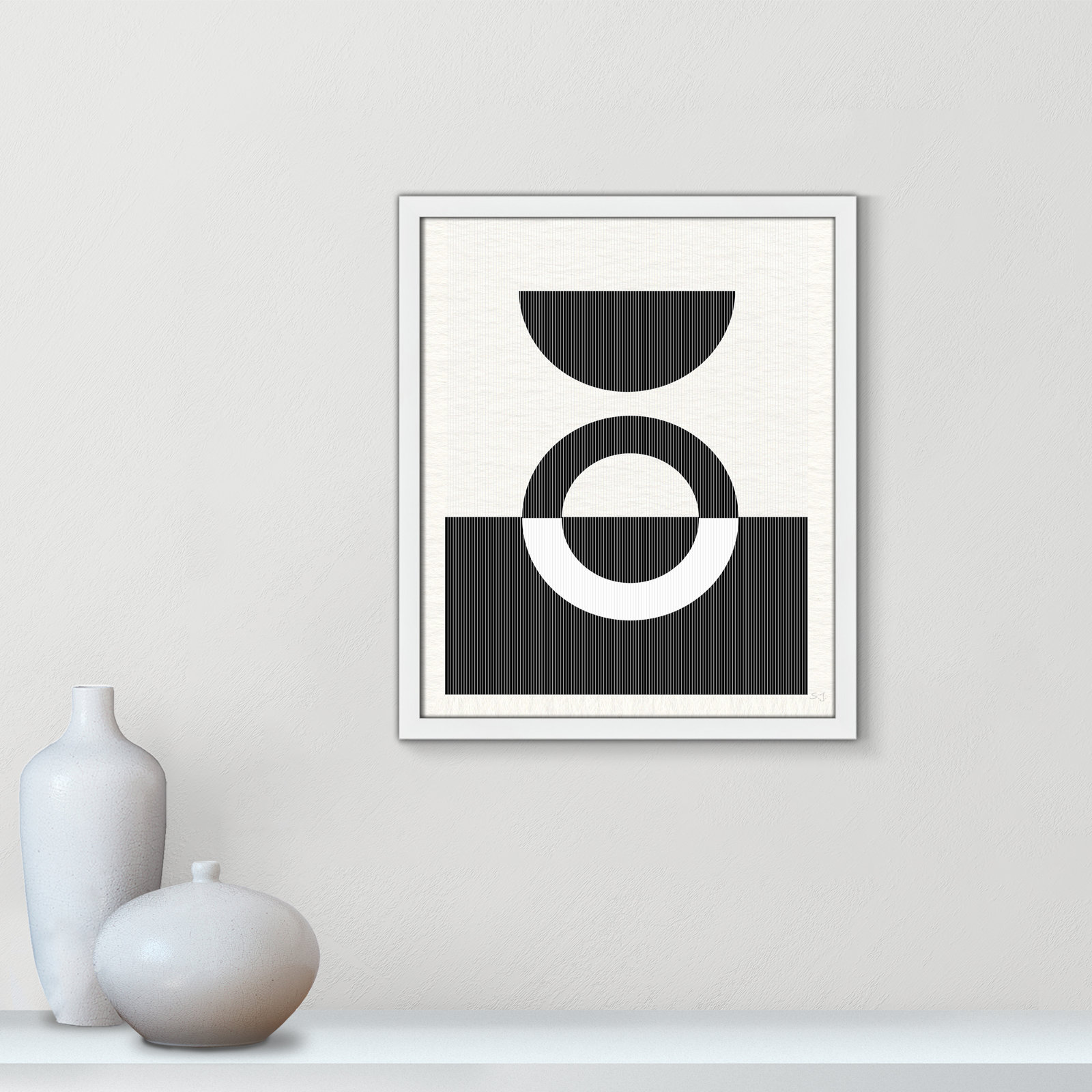 Eclipse III, 19" H x 16" W x 0.75" D, Satin White Framed