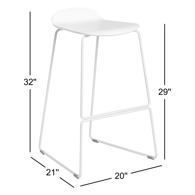 Upbeat Counter Stool with Metal Frame, White