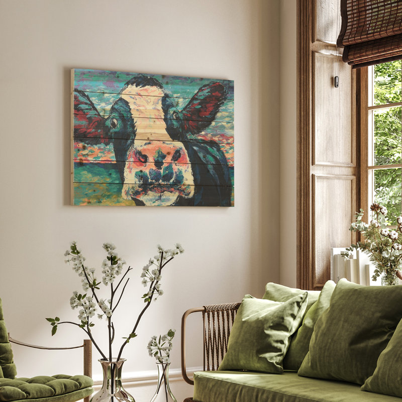 «Curious Cow 2 Arte de Legno, impression numérique» sur bois