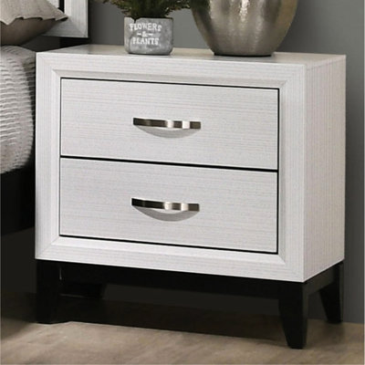 Table de chevet blanche 1 pièce deux tons contemporaine avec deux tiroirs et pieds en bois pour la chambre à coucher, bois d'ingénierie, l 23,5 po x P 16,5 po H 25 po