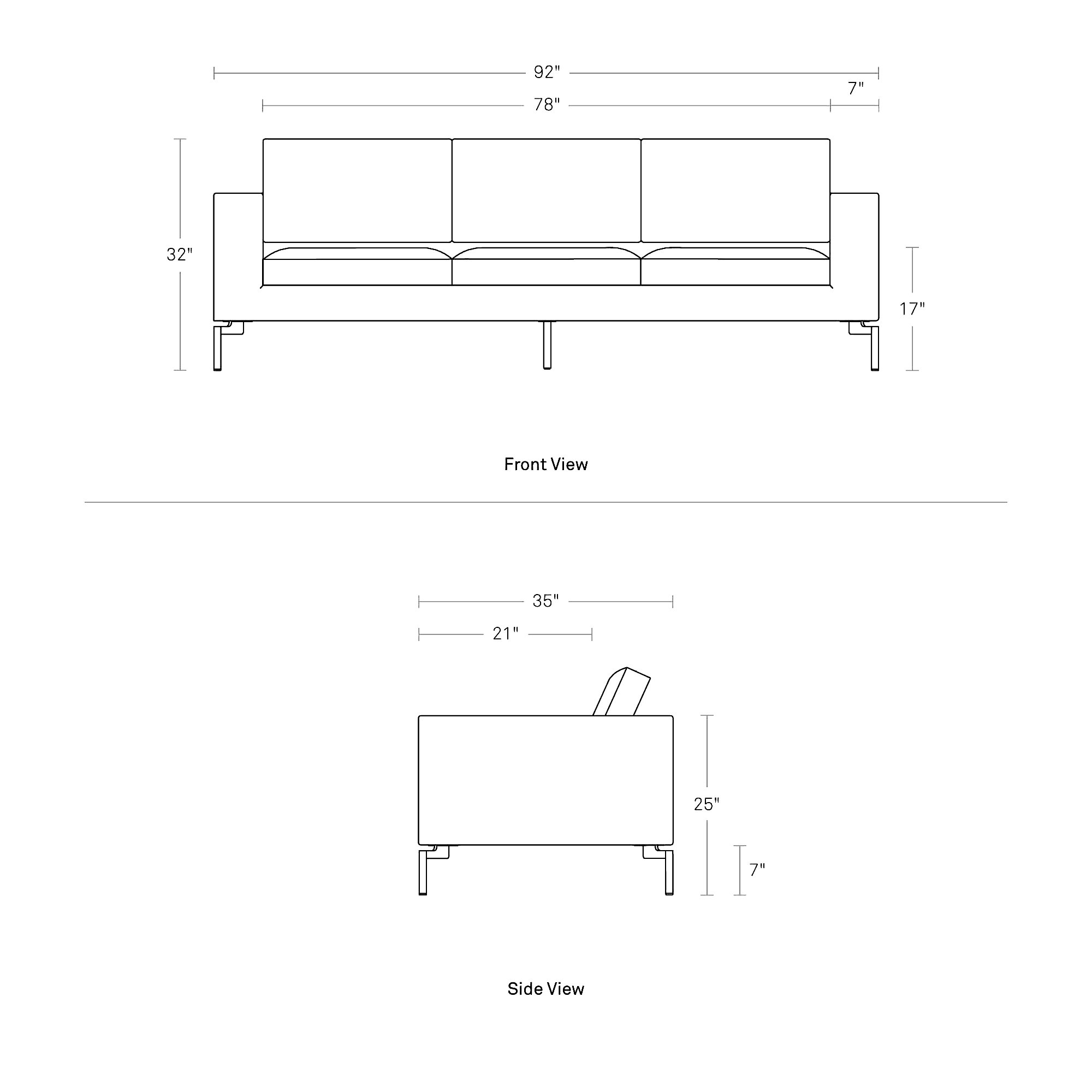 New Standard Upholstered Sofa, 32" H x 92" W x 35" D, Dark Brown Genuine Leather
