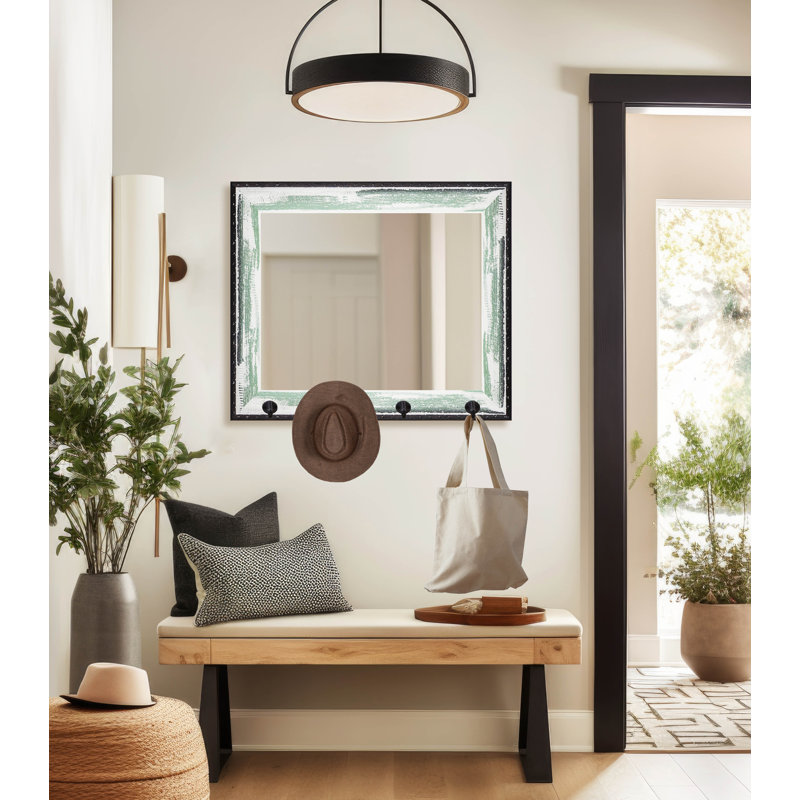 Veyron Solid Wood Flat Wall Mirror, Écume de mer