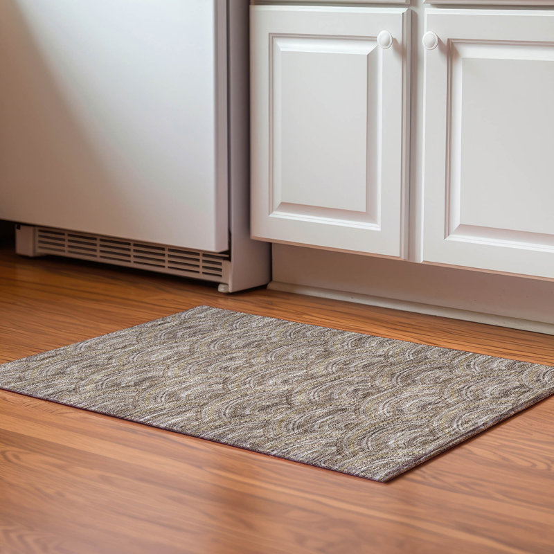 Premium Machine Washable Prisco Brown Rug, Rectangle 1'8" x 2'6"