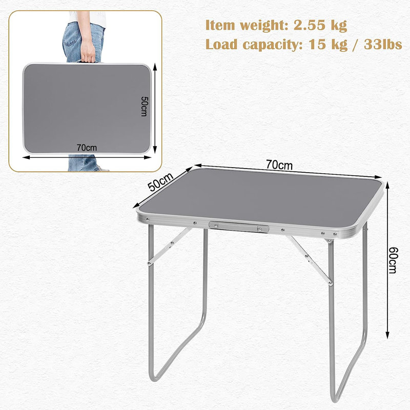 Wasilla Rectangular 70cm L Camping Table, Gray