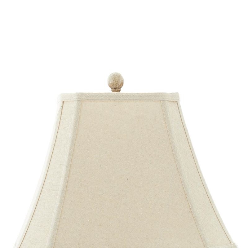 Brown Polystone Scroll Carved Room Table Lamp with Black Accents and Tapered Shade