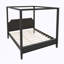 Grand lit plateforme à baldaquin en bois avec tête de lit et pieds de support-133471356