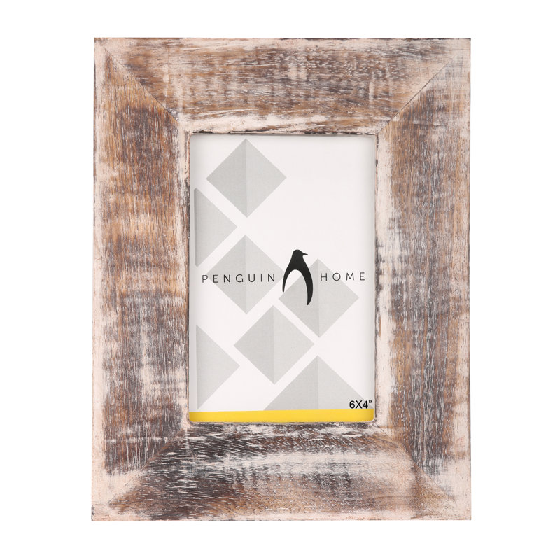 Bogazi Wood Picture Frame with Mat, Washed White, 6" x 4"