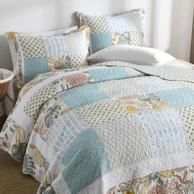 Ensembles de courtepointe HoneiLife , Courtepointe grand lit + 2 taies d'oreiller standa