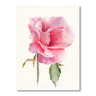 " Bright Pink Rose Vintage Flower " Painting Print