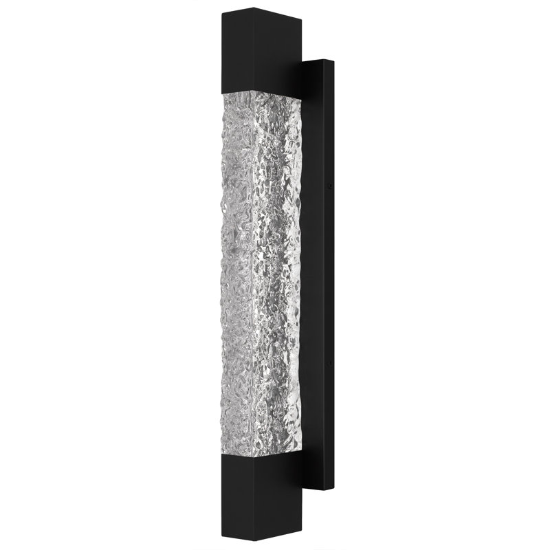 Solace Integrated LED Matte Black Outdoor Wall Lantern, 24" H x 4.5" W x 4.25" D