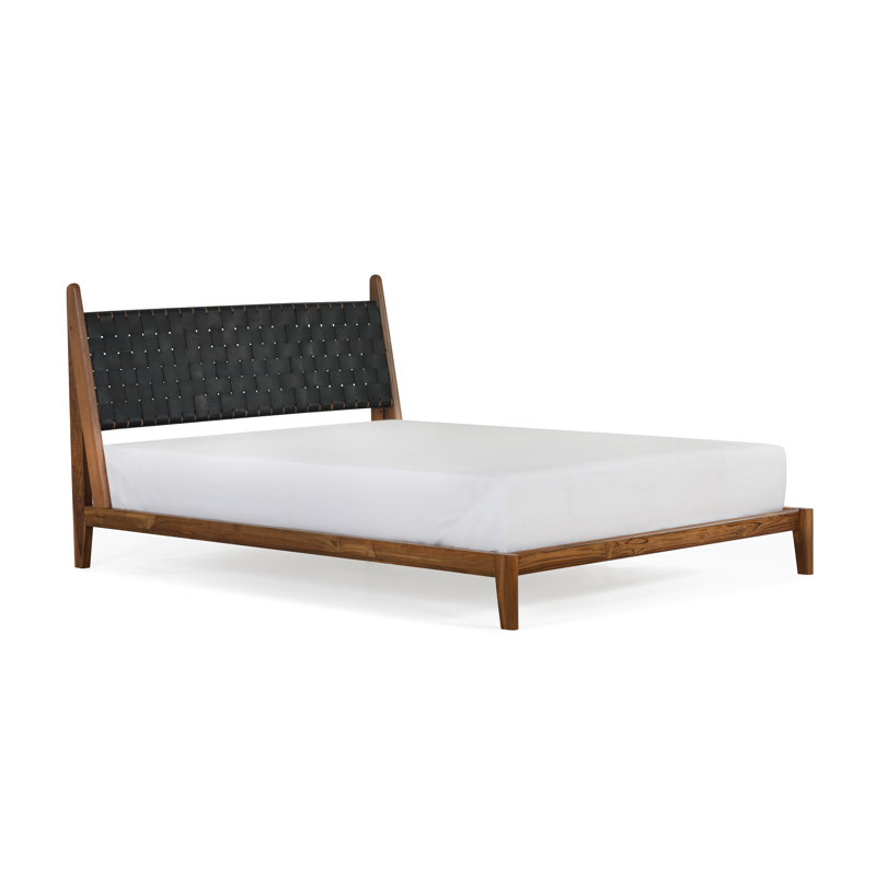 Grand lit plateforme tapissier Kacy, Noir