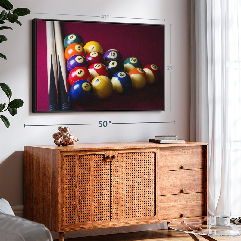 Red Pool Table Canvas Print, 29" H x 43" W