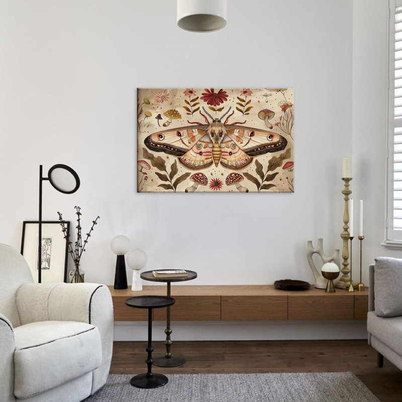 Rétro papillon, art mural Boho, sauge, papillon de nuit vert, impression d'insecte botanique, Cottagecore Woodland