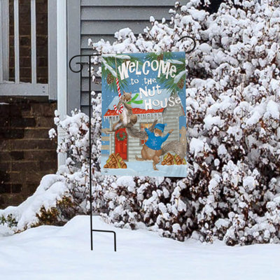Drapeau de jardin Winter Nuthouse Squirrels