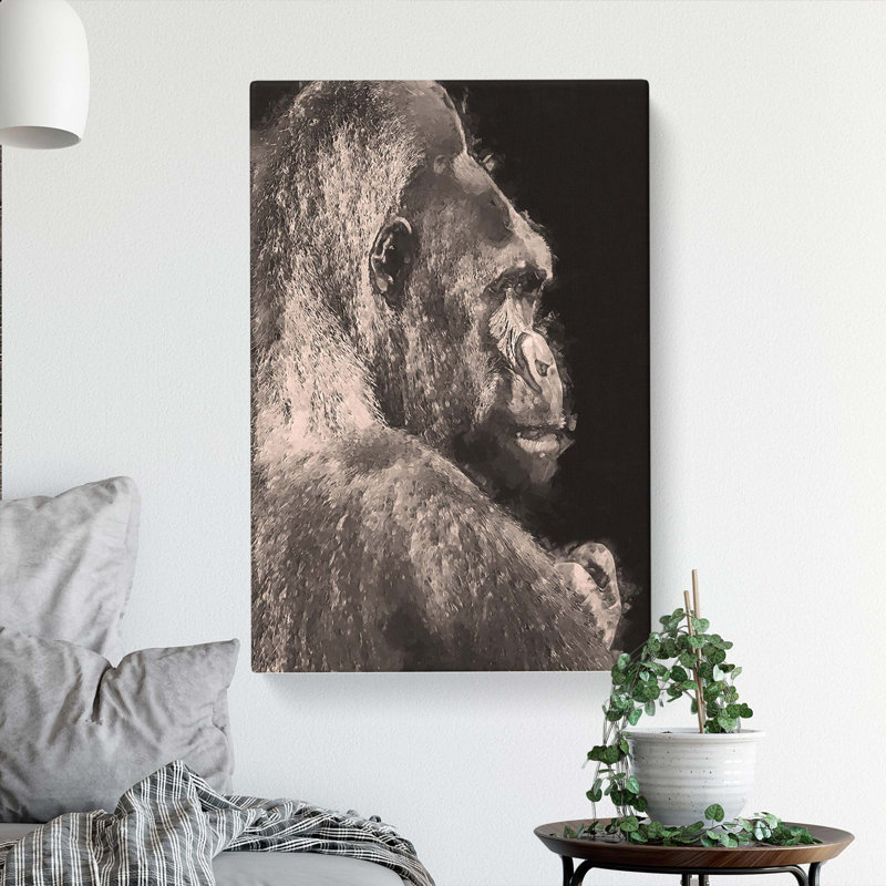 Silverback Gorilla In Abstract - Wrapped Canvas, 91cm H x 60cm W x 3cm D