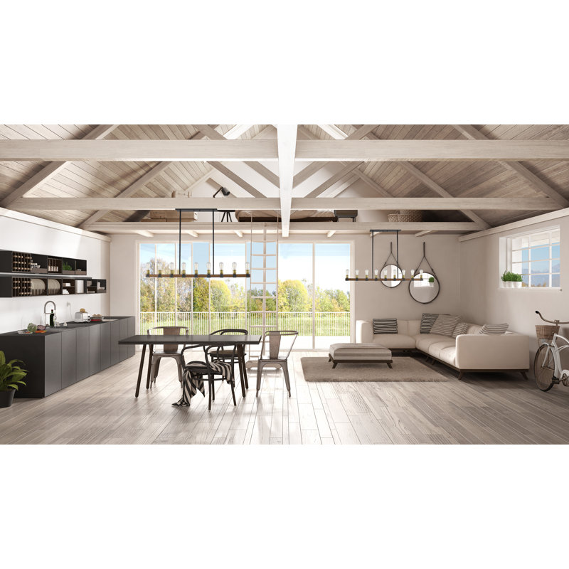Charles 9 - Light Kitchen Island Pendant, Rustic Mahogany