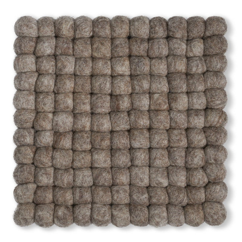  MODWOOL 8" Square Wool Trivet (Set of 2, Brown), Brown