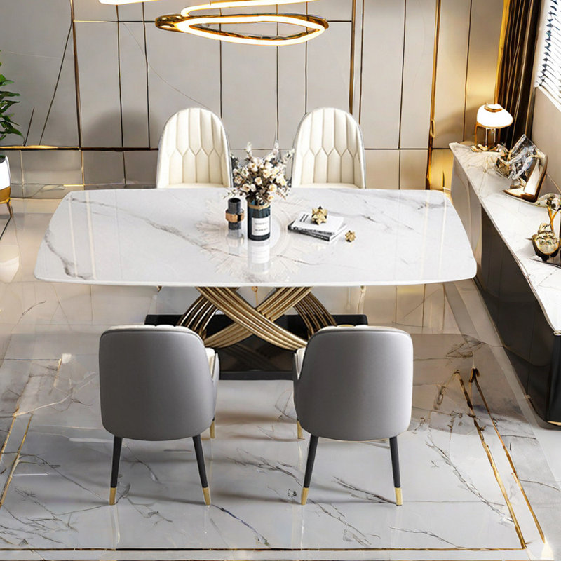 Ensemble de table de salle à manger rectangulaire de style nordique, H 29,5 po x L 55,1 po x l 31,5 po
