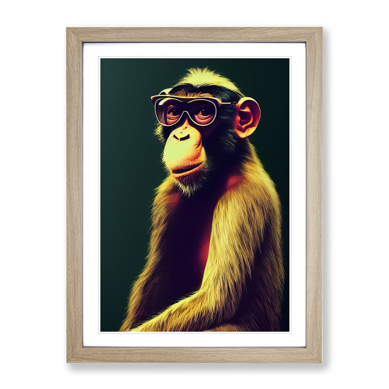 Special Monkey - Single Picture Frame Print, 64cm H x 46cm W x 2cm D, Oak Framed