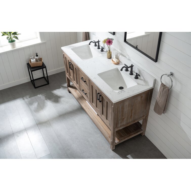 Marissa 60'' Double Bathroom Vanity with Quartz Top