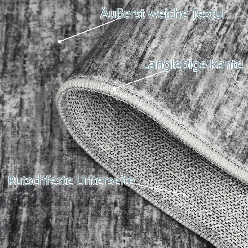 Rectangle Washable Area Rug, Light gray, 120*170cm