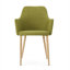 Ensemble de 2 fauteuils en tissu vert sauge, style Mid-Century, finition noyer clair