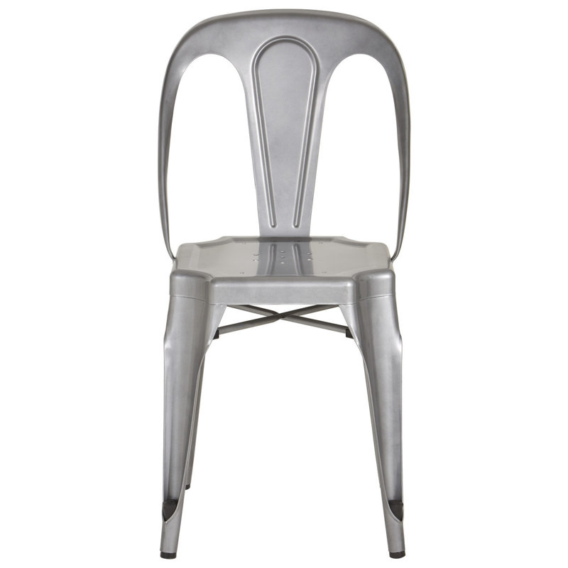 Canina 45cm H Metal Slat Back Stacking Side Chair, Grey