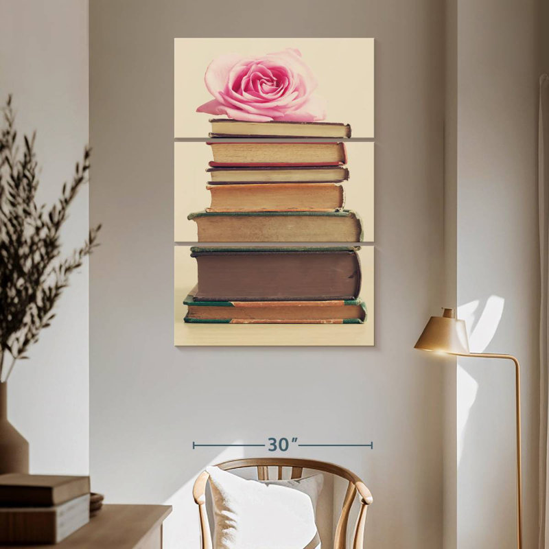 Kerner Rose On Books, 65" H x 42" W