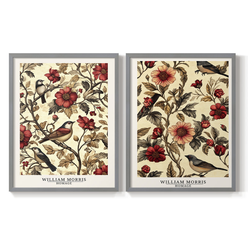 WM MORRIS Series CXXXII-Premium Framed Print -Ready to Hang - No Nails Required - No Nails Required, 11" H x 18" W, Green