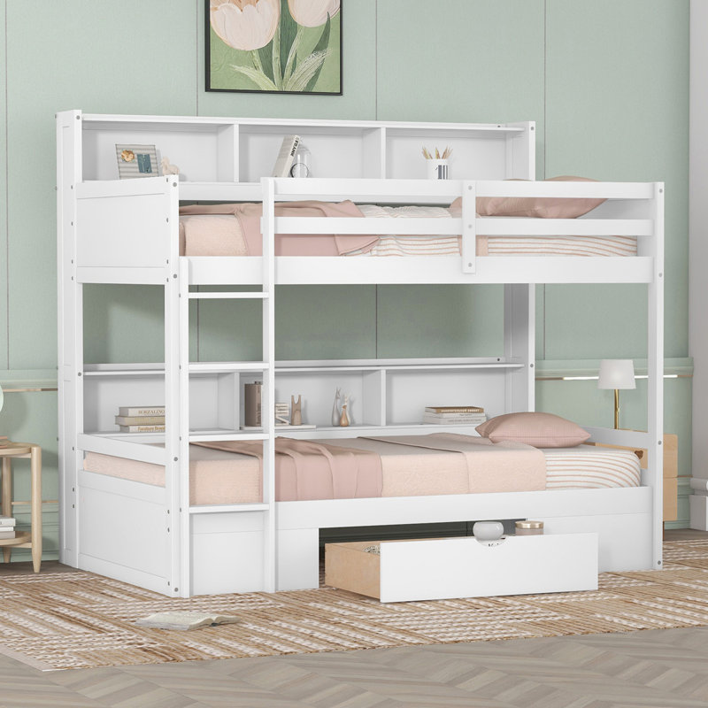 Genesy Kids Twin Bunk Bed with Trundle, White