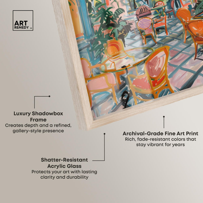 Décoration murale côtière colorée à motif d'ombre à carreaux par Art Remedy, cadre blond, 21 x 31, H 31 po x l 21 po