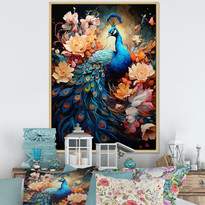 «Majestic Flowerful Peacocks Harmony I» sur toile