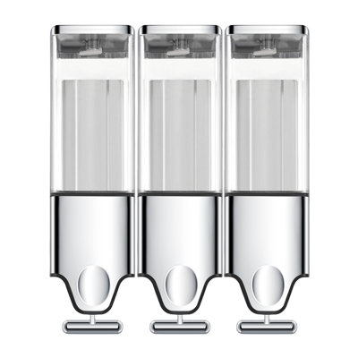 3-In-1 Quadrate Dispensers For The Shower,Shower Soap Dispenser,Conditioner Dispenser, Shampoo Dispenser,No Drilled Wall Mounted Distributor,Hotel,Bathroom,Home