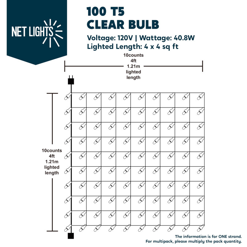 100 Warm White Christmas Net Lights for Indoor & Outdoor Decorations